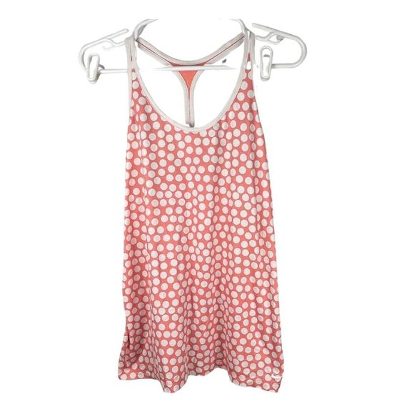 Nike Dri Fit women’s racer back tank top vented polka dots peach activewear run - Picture 1 of 7